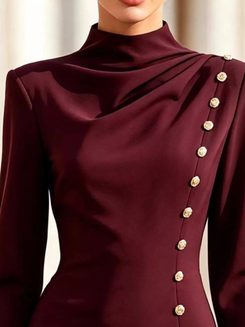 Long-sleeve Bodycon Button Dress (9)