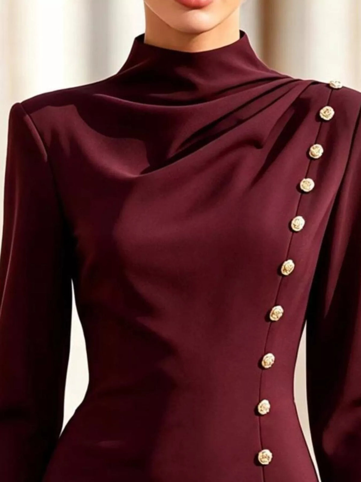 Long-sleeve Bodycon Button Dress (9)