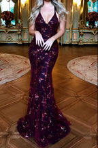 Full Size Sequin Tie Back V-neck Maxi Dress Plus (14)