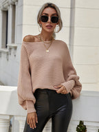 Horizontal Ribbing Dolman Sleeve Sweater (18)