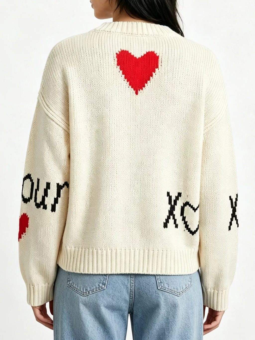 Heart Round Neck Ribbed Sweater (3)