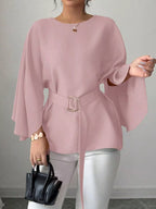 Batwing Sleeve Belted Blouse (19)