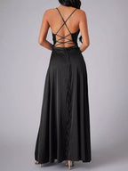 Lace Up Back Split Maxi Dress (8)