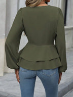 Surplice Balloon Sleeve Blouse (20)
