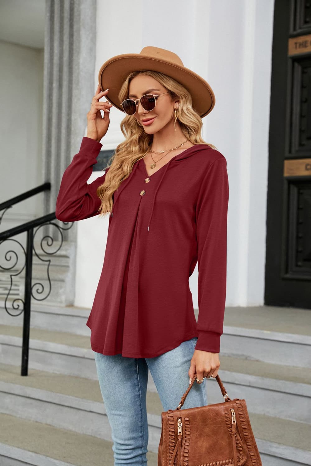 Long Sleeve Hooded Blouse (8)