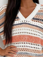 Chic Striped Crochet Knit Top (8)