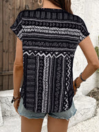 Geometric Print Short Sleeve Blouse (5)