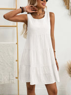 Plaid Round Neck Sleeveless Mini Dress (10)