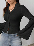 Button Up Flare Sleeve Shirt (16)