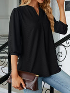 Notched 3/4 Sleeve Casual Top (18)