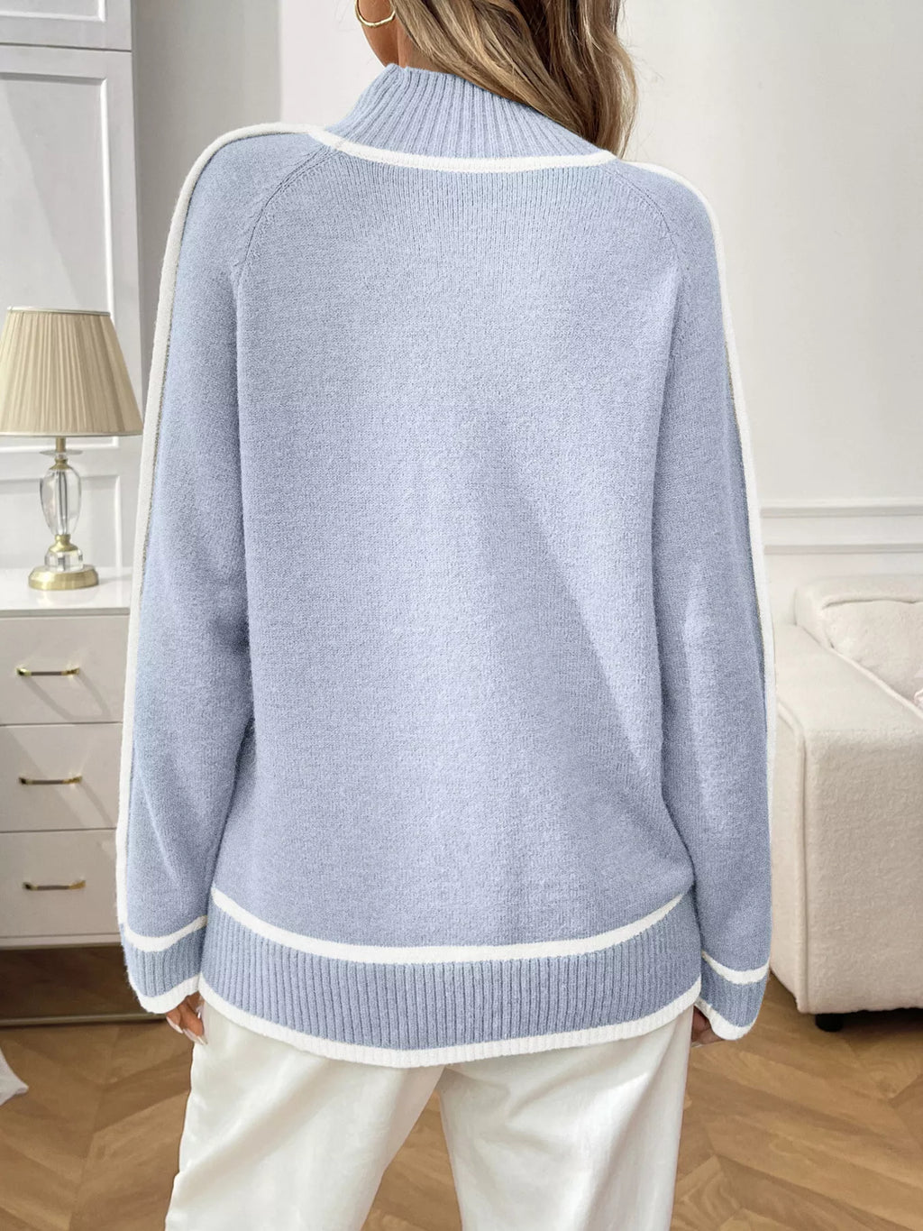 Contrast Trim Turtleneck Long Sleeve Sweater (3)