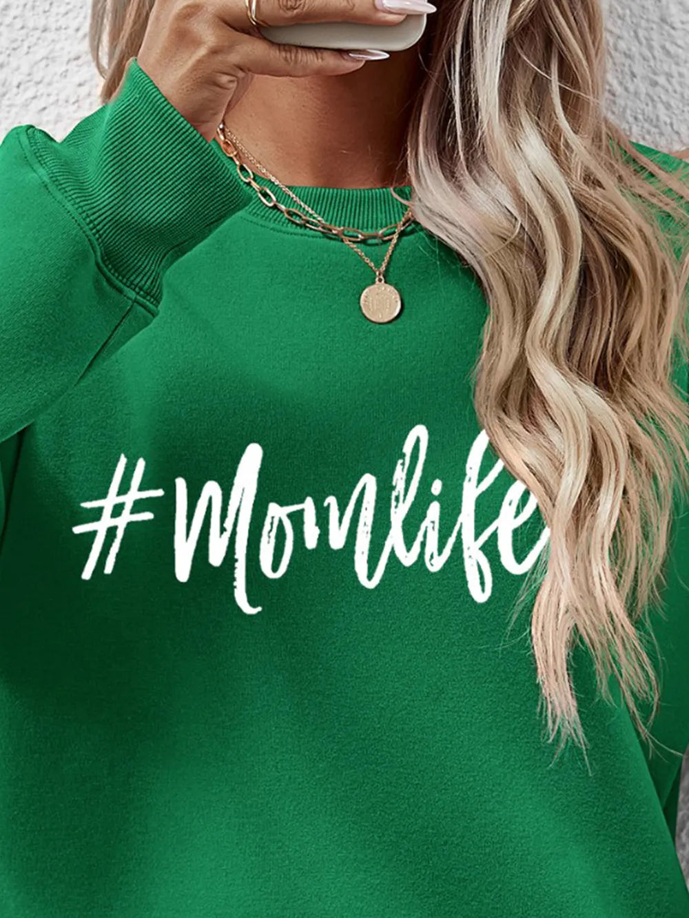 Letter Graphic Round Neck Sweatshirt (3)