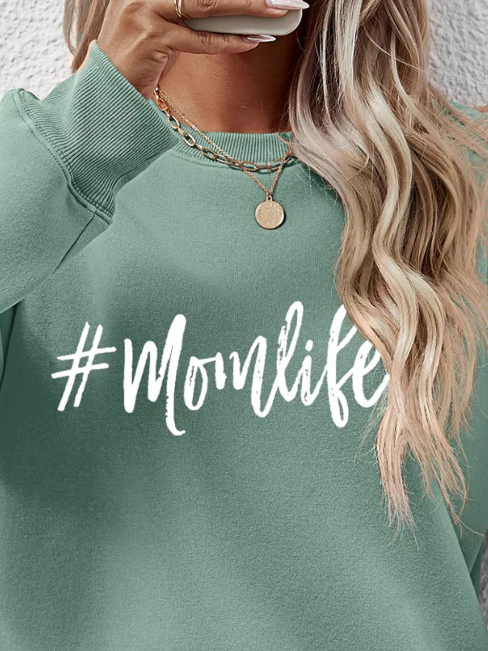 Letter Graphic Round Neck Sweatshirt (23)
