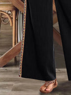 Bohemian Wide Leg Embroidered Side Stripe Pants (15)