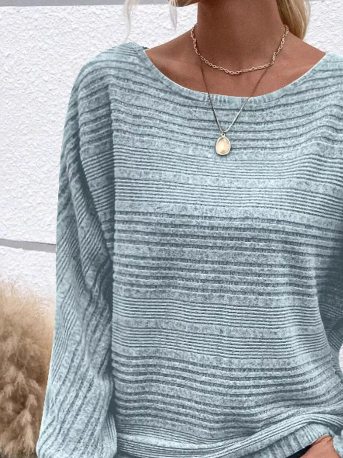 Ribbed Round Neck Long Sleeve Top (17)