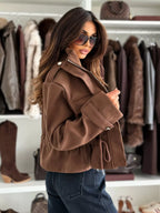 Drawstring Waist Cropped Jacket (9)