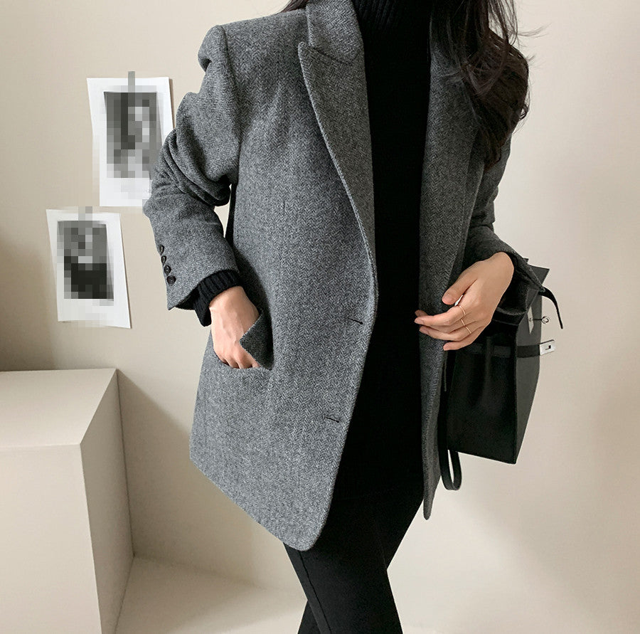 Solid Color Wool Blazer photo 3
