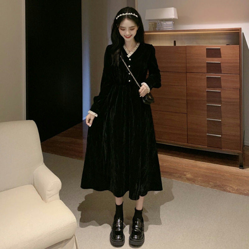 Solid Color Casual Hepburn French Minority Dress photo 5