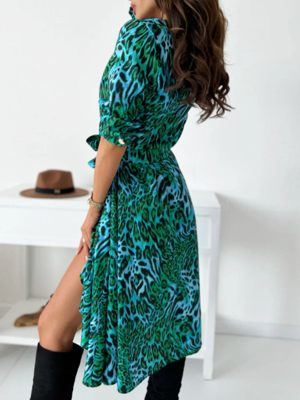 Printed Tie Waist Midi Dress (8)