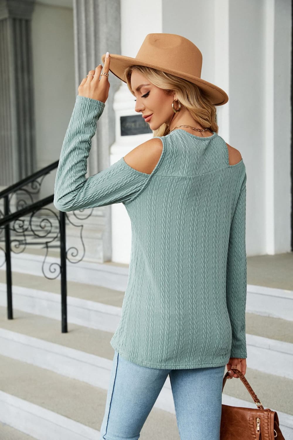 Dropped Shoulder Long Sleeve Blouse (6)