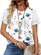 Layered Short Sleeve Round Neck T-shirt (34)