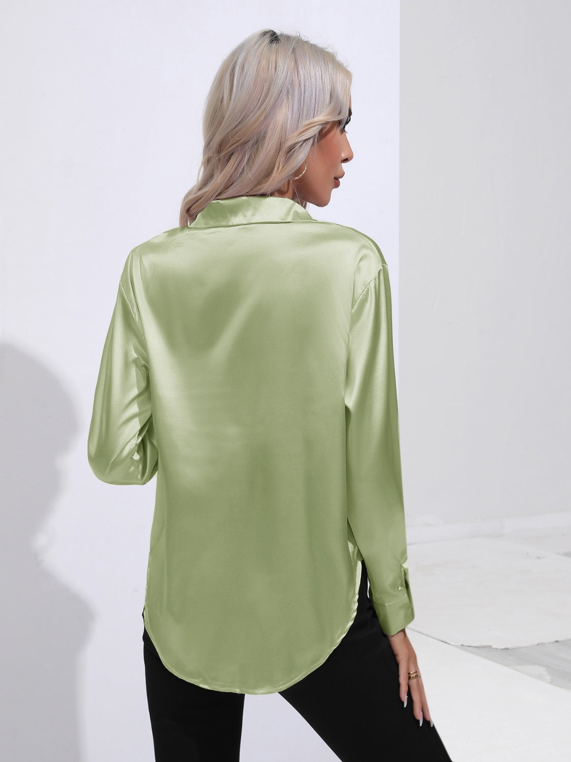 Collared Neck Buttoned Long Sleeve Shirt (15)