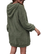 Half Zip Dropped Shoulder Oversized Hoodie (8)
