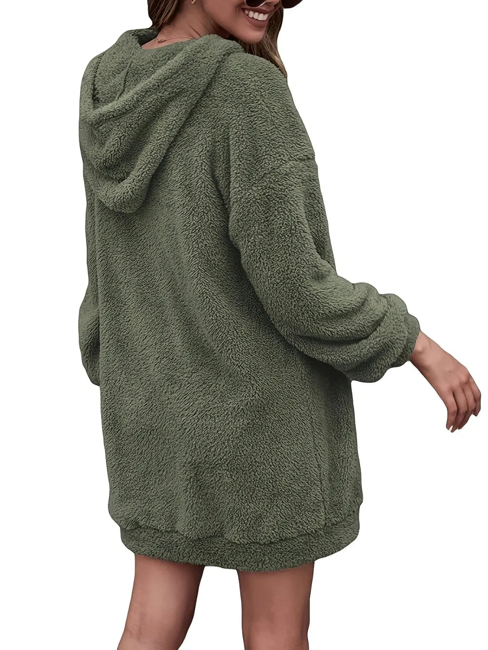 Half Zip Dropped Shoulder Oversized Hoodie (8)