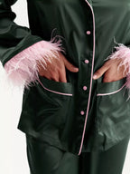 Silky Button Up Top Pants Lounge Set (20)