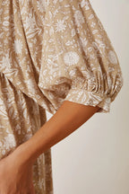 Floral Tie Neck Ruched Babydoll Dress (5)