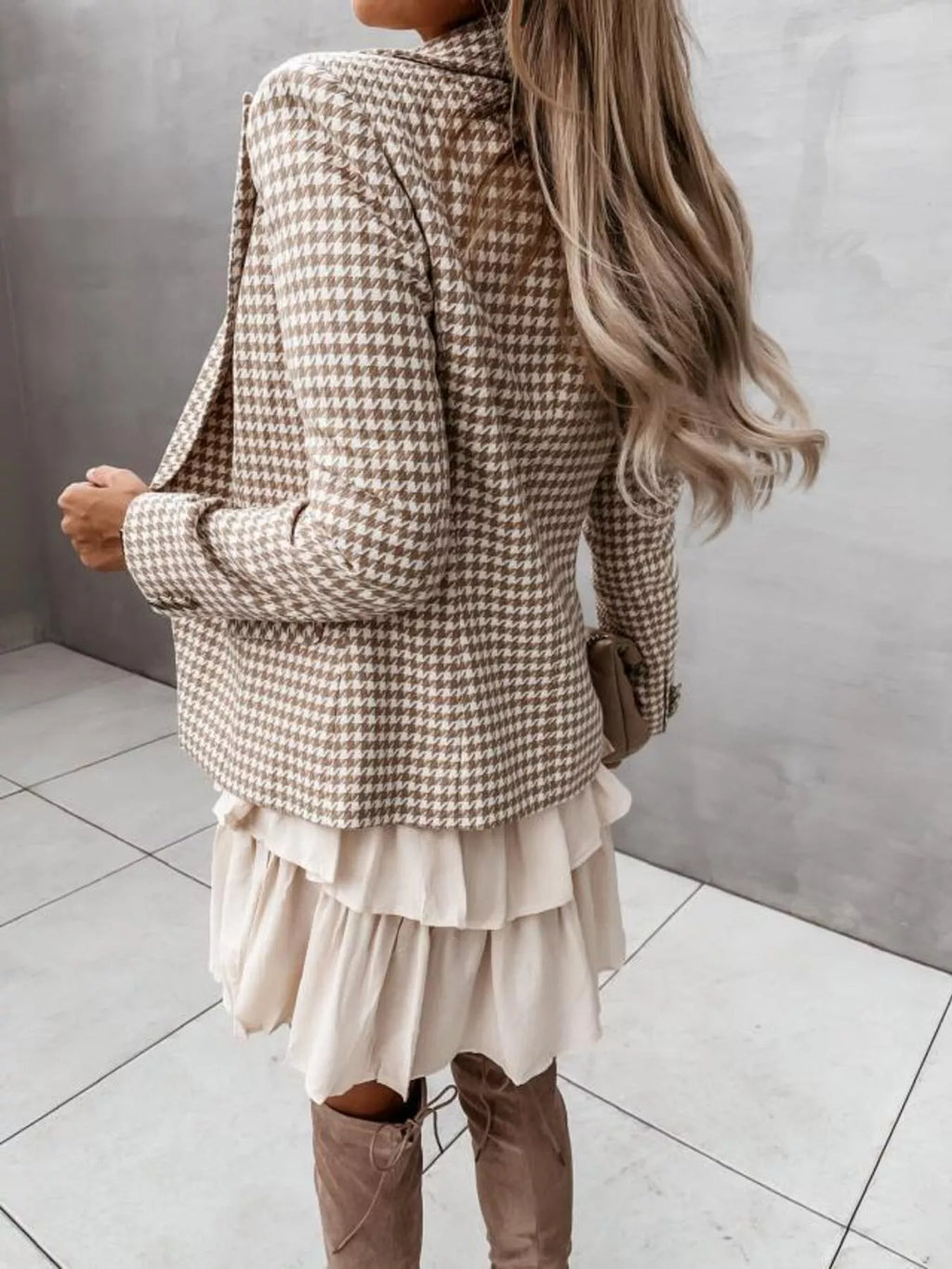 Houndstooth Double-breasted Blazer (3)