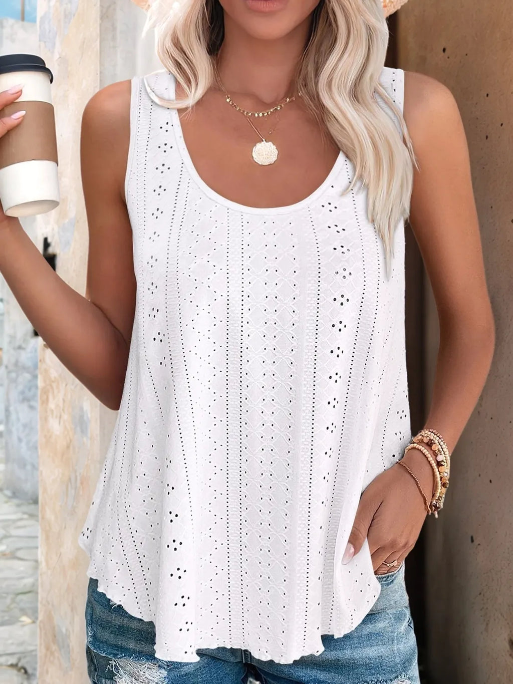 Eyelet Scoop Neck Tank (5)