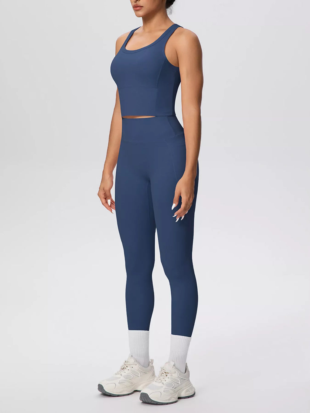Scoop Neck Tank High-waisted Leggings Active Set (2)