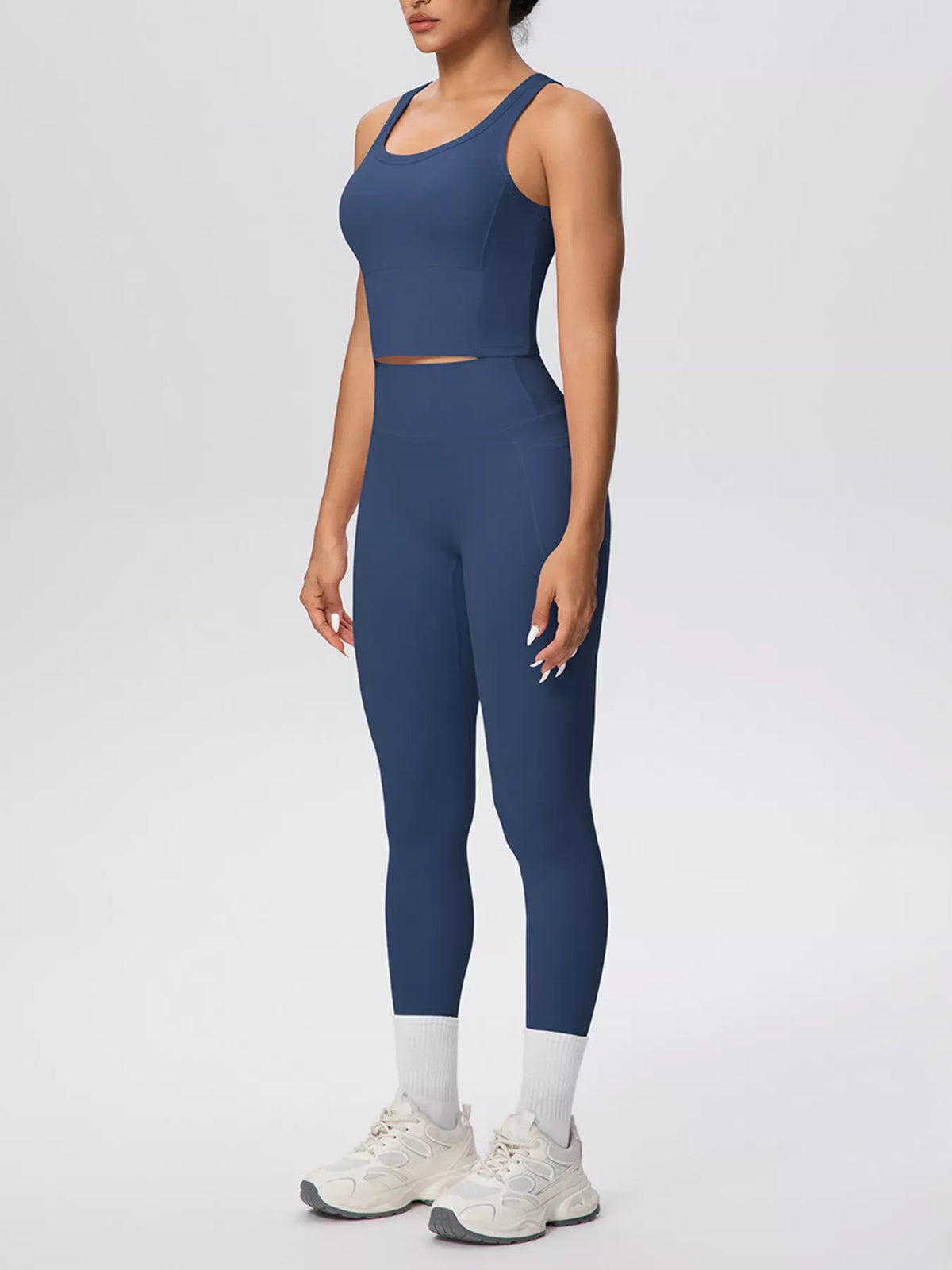 Scoop Neck Tank High-waisted Leggings Active Set (2)
