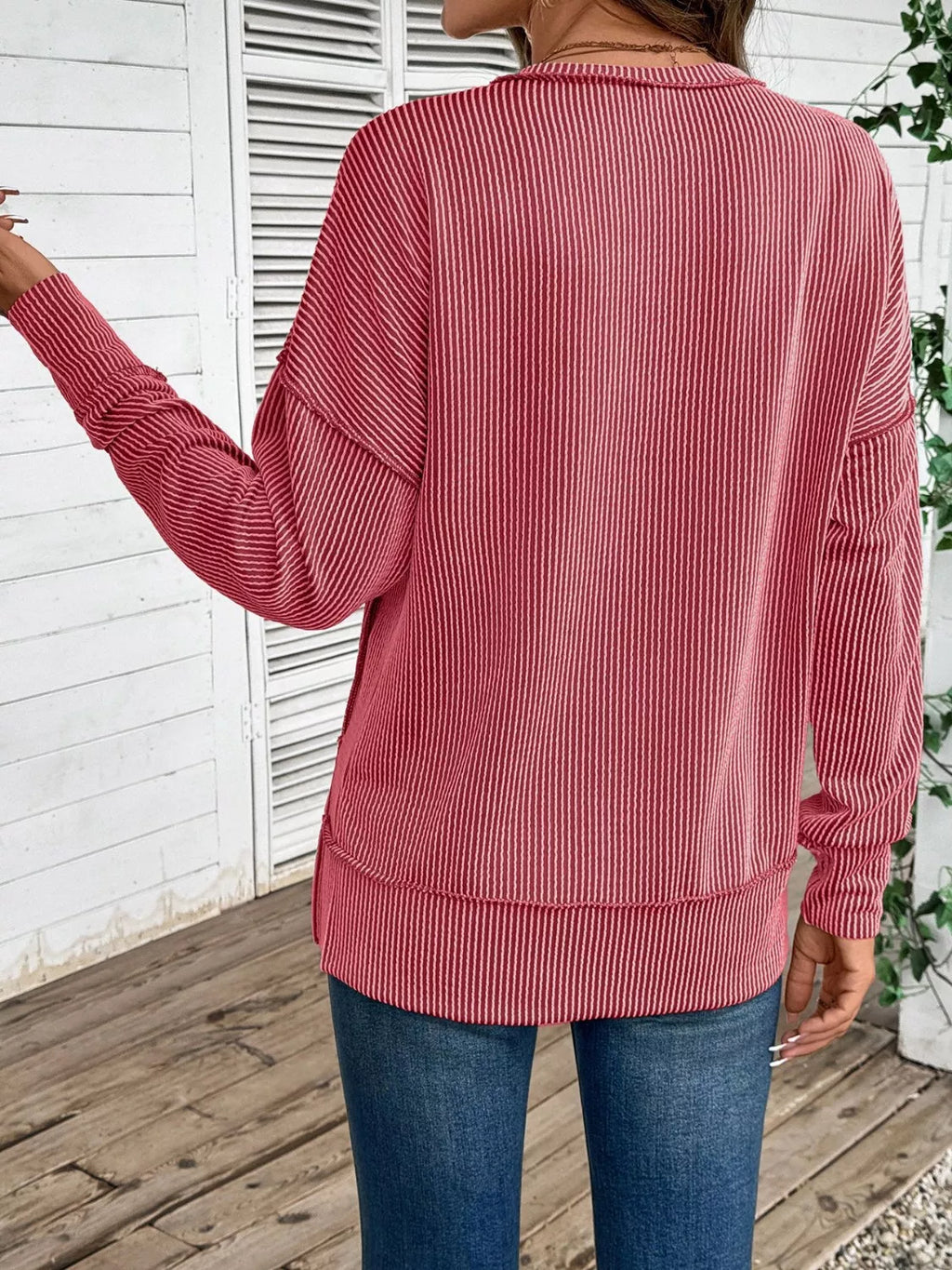Side Slit Round Neck Sweatshirt (30)