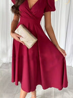 Surplice Short Sleeve Midi Dress (9)