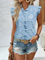 Ruffle Trim Sleeveless Blouse (10)