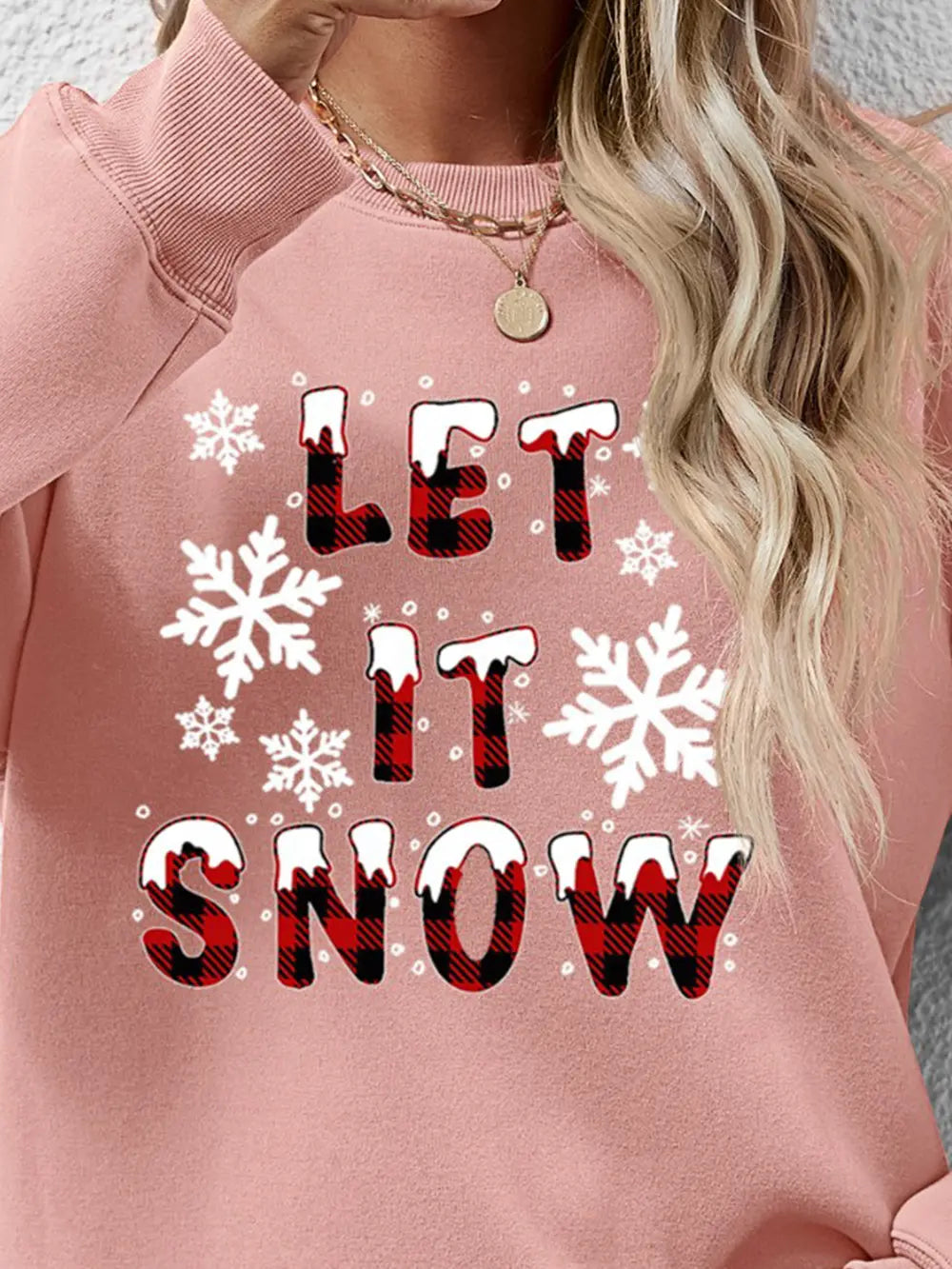 Let It Snow Round Neck Long Sleeve Sweatshirt (5)