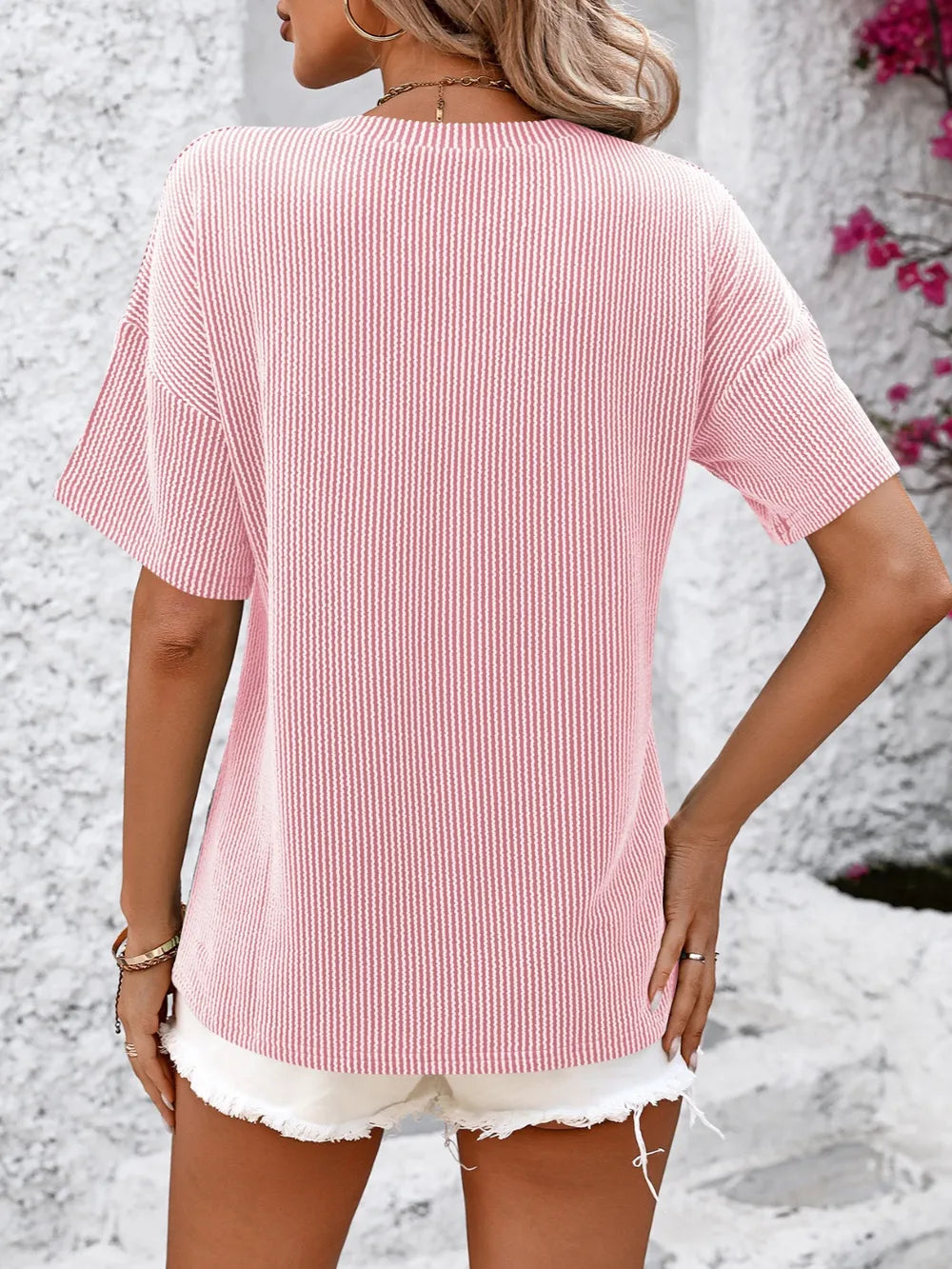 V-neck Dropped Shoulder T-shirt (11)