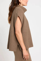 Slit Turtleneck Cap Sleeve Sweater (4)