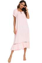 Lace Detail Short Sleeve Lounge Dress (10)