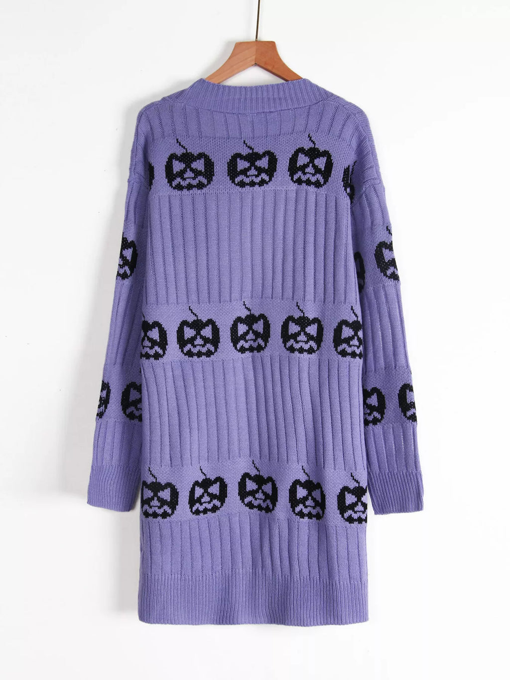 Halloween Pumpkin Open Front Knit Cardigan (14)
