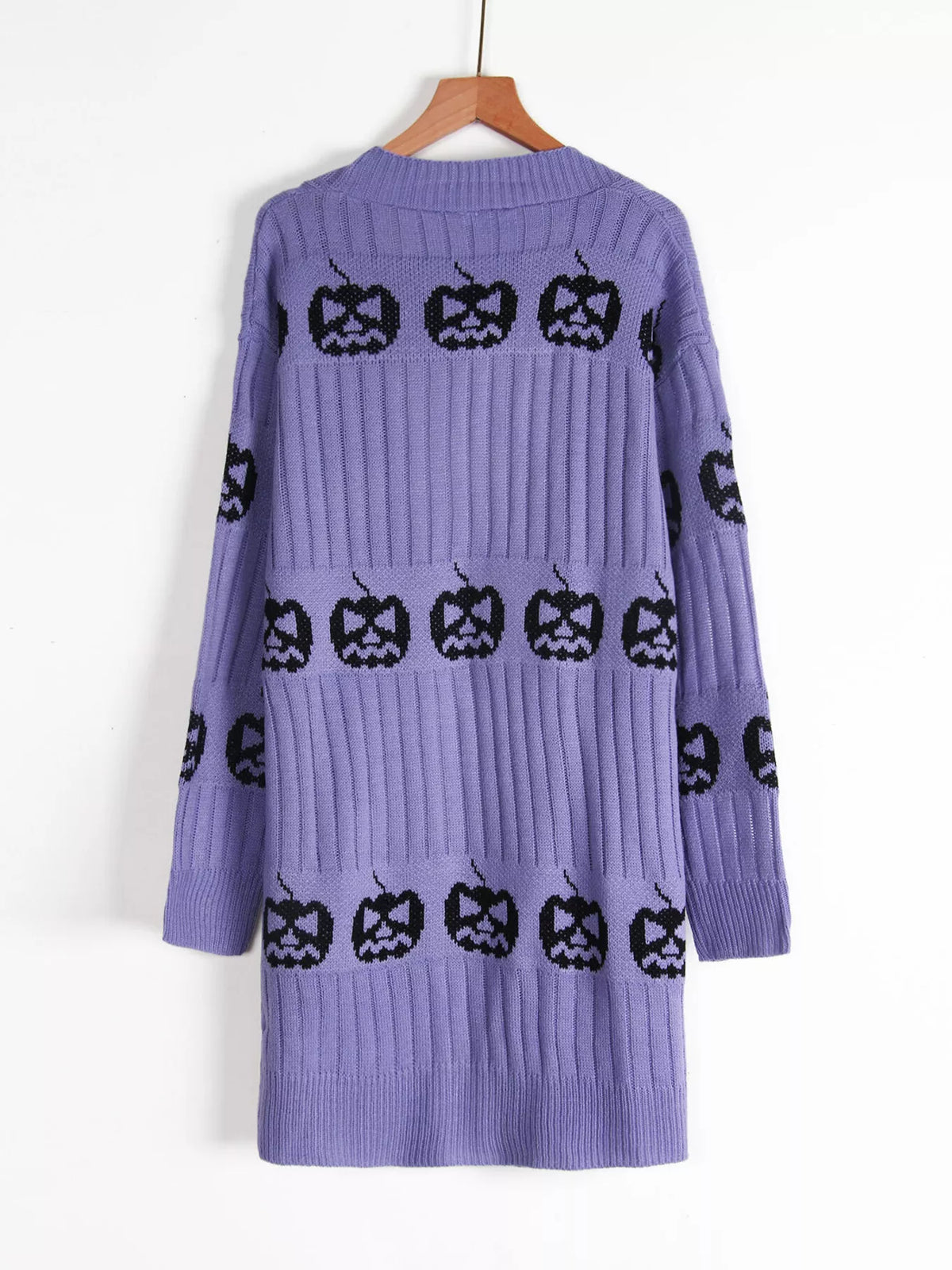 Halloween Pumpkin Open Front Knit Cardigan (14)