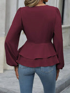 Surplice Balloon Sleeve Blouse (31)