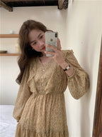 Retro Elegance Chiffon Midi Dress photo 6