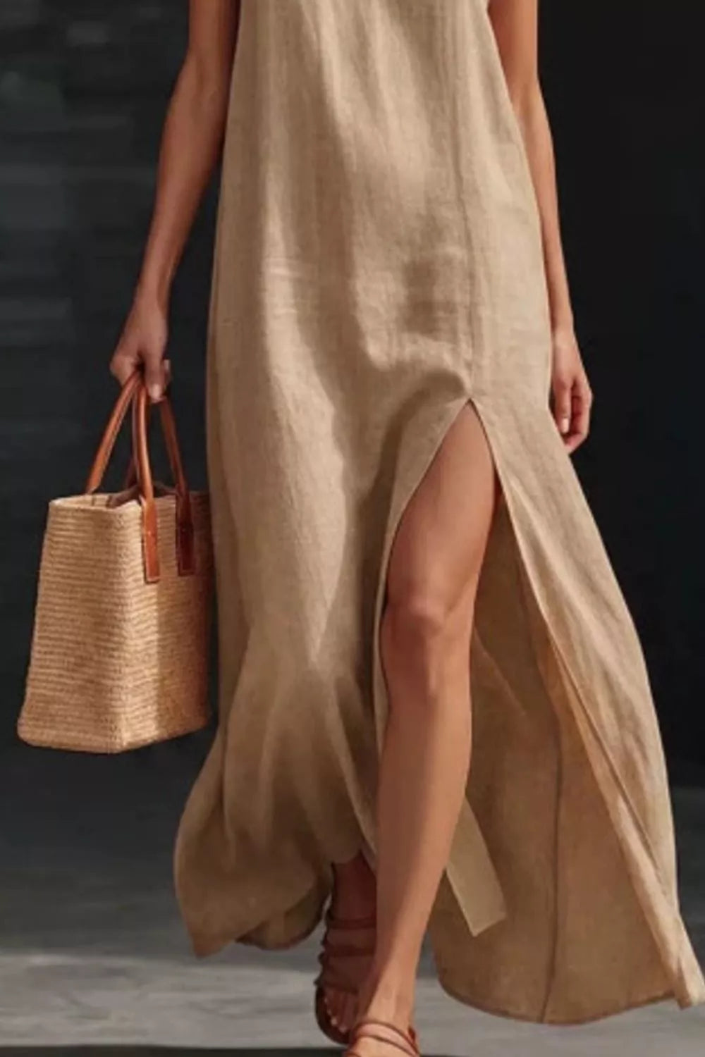 Slit V-neck Maxi Dress (15)