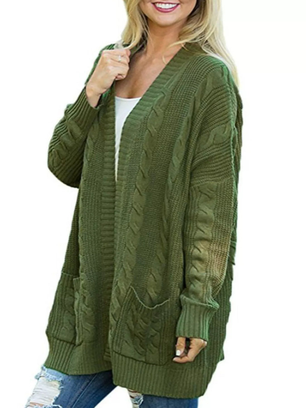 Chunky Knit Open Front Cardigan (6)