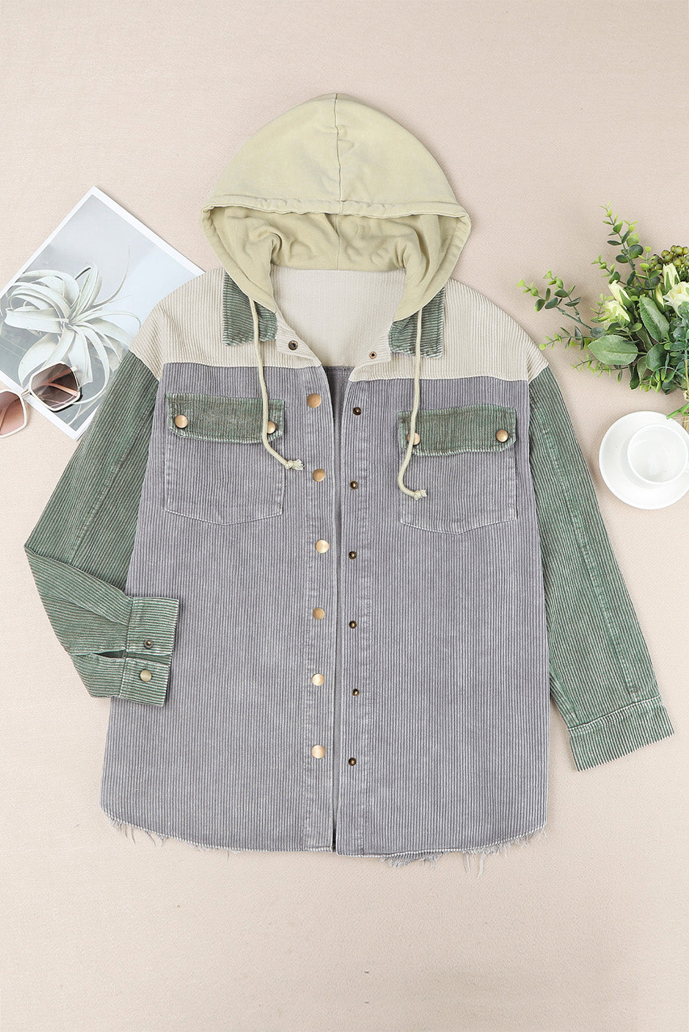 Snap Front Hooded Corduroy Shacket (4)