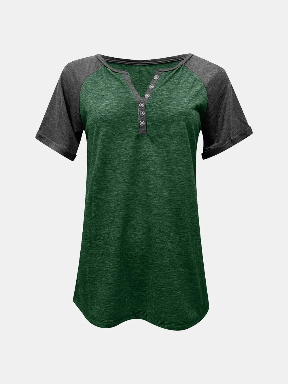 Contrast Notched Short Sleeve T-shirt (9)