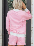 Striped Oversized Sweatshirt Shorts Set (4)
